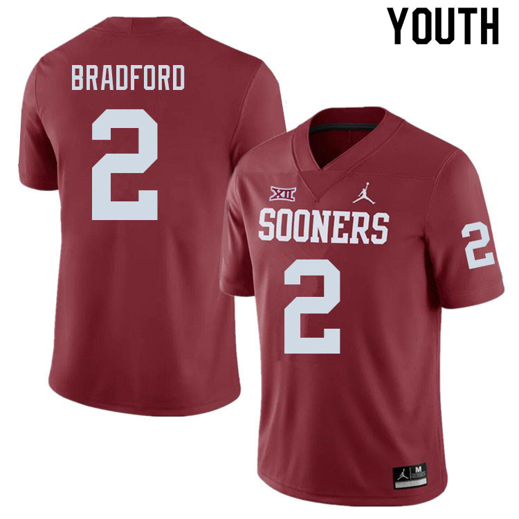 Youth #2 Tre Bradford Oklahoma Sooners College Football Jerseys Sale-Crimson